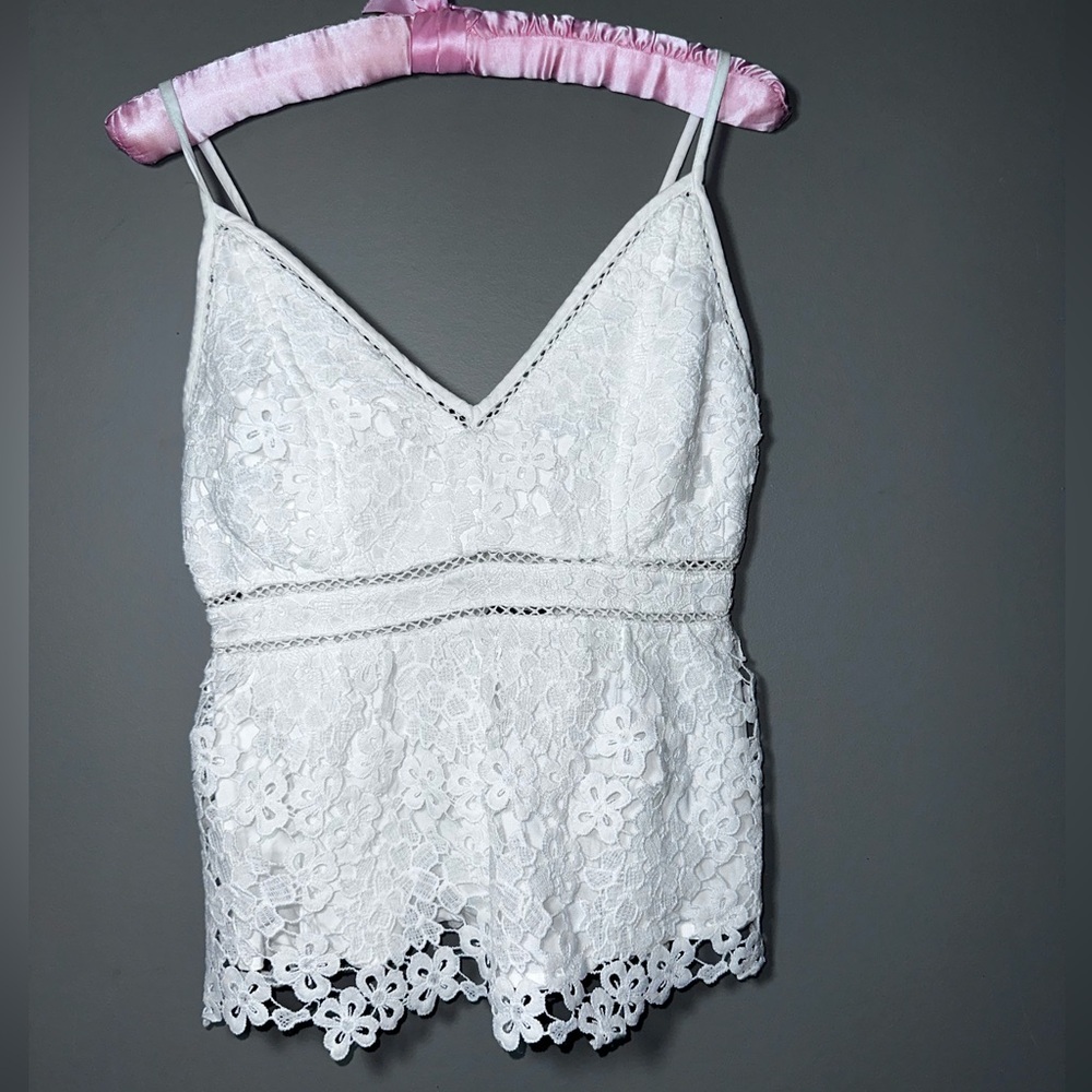 Abercrombie Lace Cami Bundle White & Navy XS NWT Coquette Y2K Fairycore - Picture 10 of 16